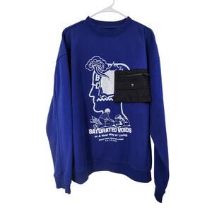 BRAIN DEAD LARGE SATURATED VOIDS PRINT COTTON CREW NECK LONG SLEEVE SWEATER